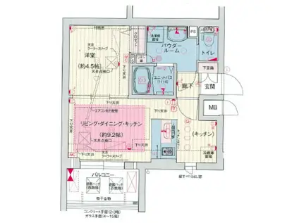 プレサンスザ神戸(1LDK/11階)の間取り写真