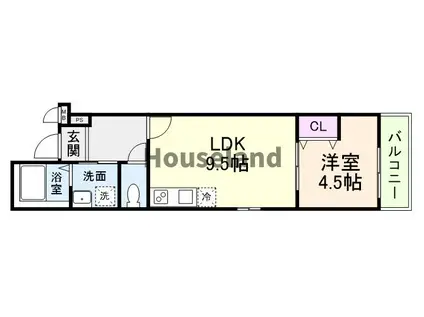 フジパレス中之島イースト(1LDK/2階)の間取り写真