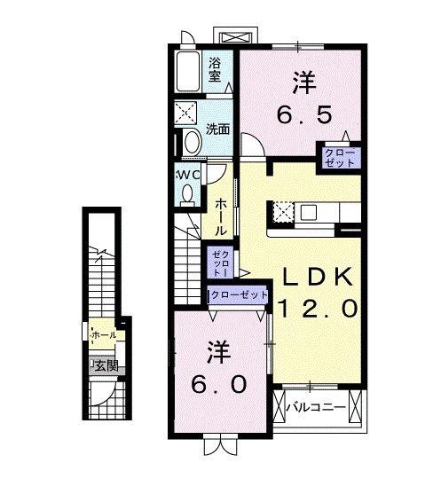ドルチェカーサ(2LDK/2階)の間取り写真