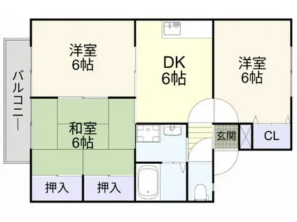 セジュール・アミ(3DK/2階)の間取り写真