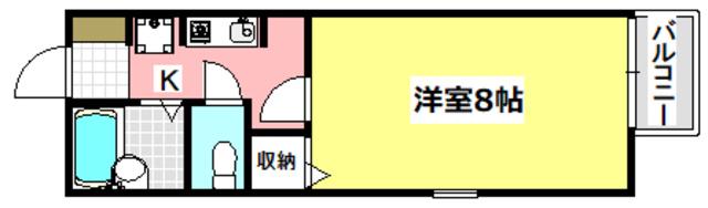 ハイツサン幸III(1K/2階)の間取り写真