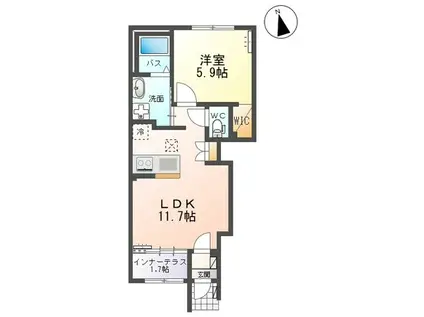 エトワール キリ(1LDK/1階)の間取り写真