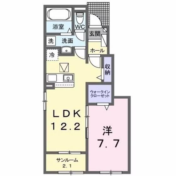 ルーツショアI(1LDK/1階)の間取り写真