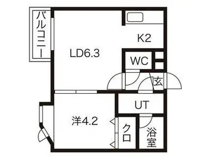 リースペース北14条東(1LDK/3階)の間取り写真