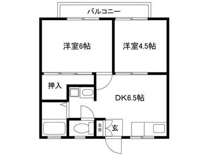 ハイツ白楊(2DK/2階)の間取り写真