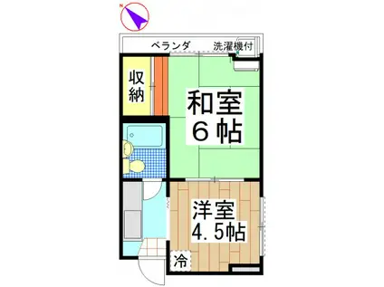 コーポ立花(2K/3階)の間取り写真