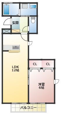 ヴィラロワール(1LDK/1階)の間取り写真