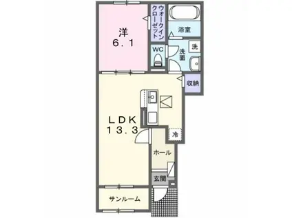 関東鉄道常総線 ゆめみ野駅 徒歩10分 2階建 新築(1LDK/1階)の間取り写真