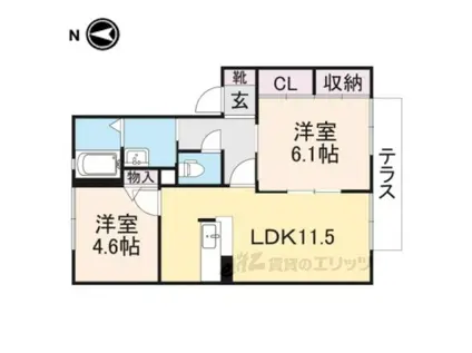 メゾン・ソレイユB(2LDK/1階)の間取り写真