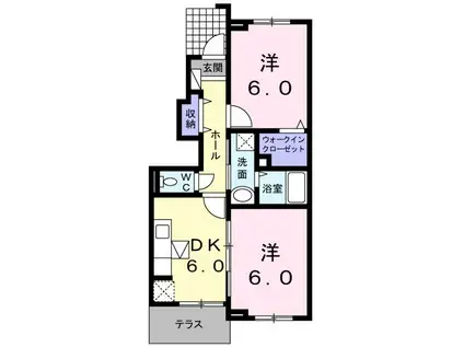 セイバリー ヒルA(2DK/1階)の間取り写真