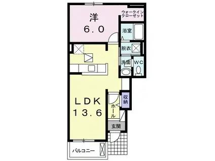サウザンドサニーII(1LDK/1階)の間取り写真