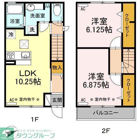 シャルムセジュール武蔵野(2LDK/1階)の間取り写真