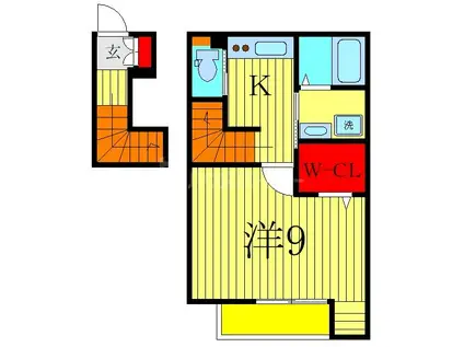 ソシア南柏I(1K/2階)の間取り写真
