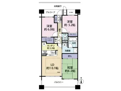 エスリード長岡天神(3LDK/4階)の間取り写真