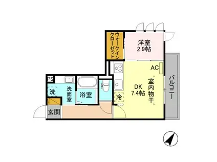 グリーンテラス長野駅東口(1DK/2階)の間取り写真