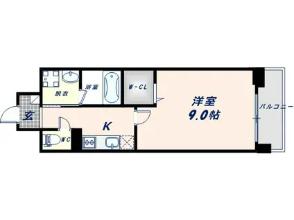 SHINING布施離宮(1K/2階)の間取り写真