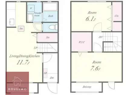ヴィラージュ刀根山II(2LDK/1階)の間取り写真