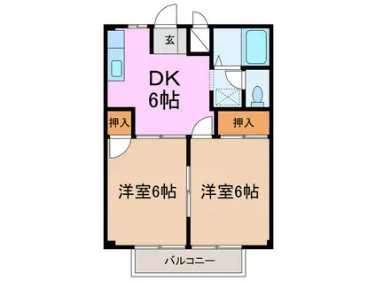 エステート三好(2DK/2階)の間取り写真
