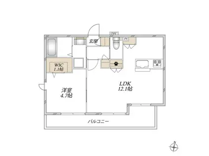 神谷2丁目メゾン(1LDK/2階)の間取り写真