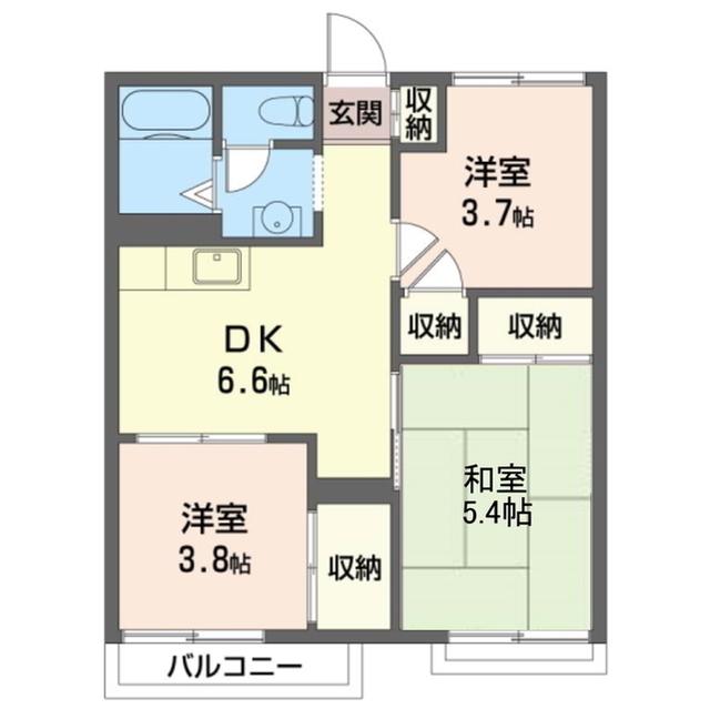 南ハイツ(3DK/1階)の間取り写真