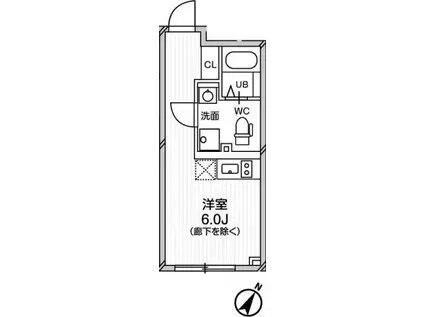 エクサム中目黒II(ワンルーム/1階)の間取り写真