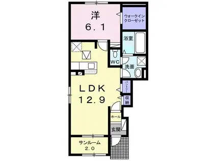 シャルマン・ガブリエル(1LDK/1階)の間取り写真