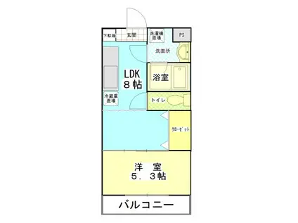 マンションプラネット(1DK/3階)の間取り写真