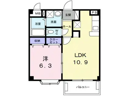 ベル・ソレイユA(1LDK/1階)の間取り写真