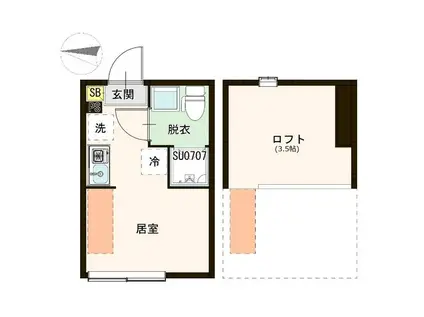 ハーモニーテラス西亀有II(ワンルーム/2階)の間取り写真