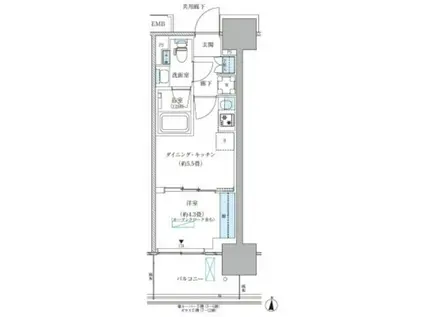 パークアクシス西大島コンフォートスクエア(1DK/6階)の間取り写真
