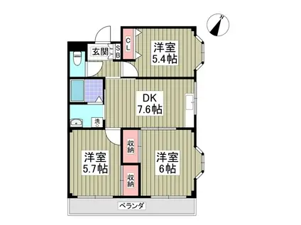 ニューロイヤルハイツ(3DK/3階)の間取り写真