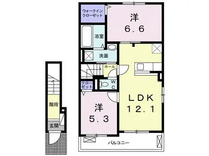 リバー・イーストIII(2LDK/2階)の間取り写真