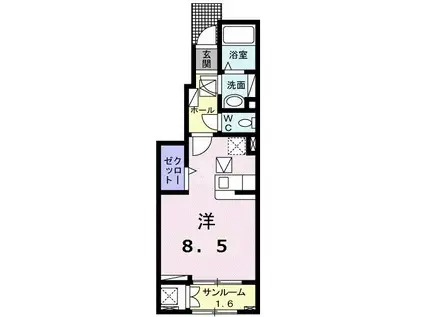 岳南電車 岳南原田駅 徒歩12分 2階建 築7年(ワンルーム/1階)の間取り写真