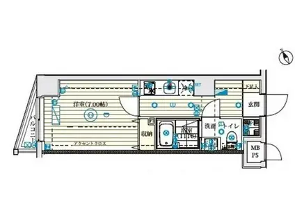 オークハイツ南郷(1DK/4階)の間取り写真