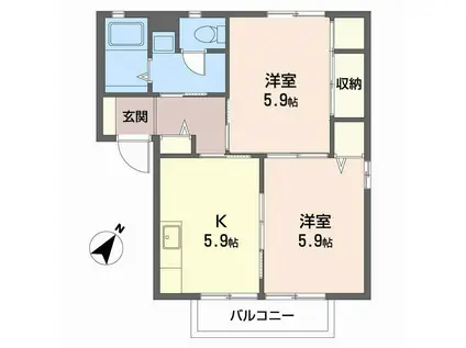 バウソリオB(2K/2階)の間取り写真