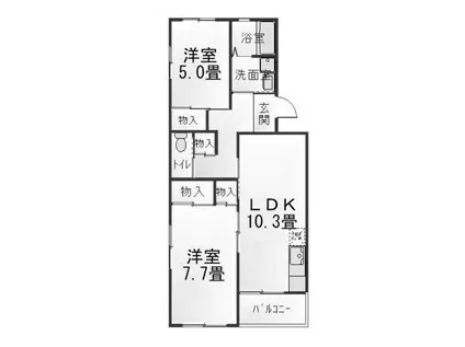 マンションアサイ(2LDK/3階)の間取り写真