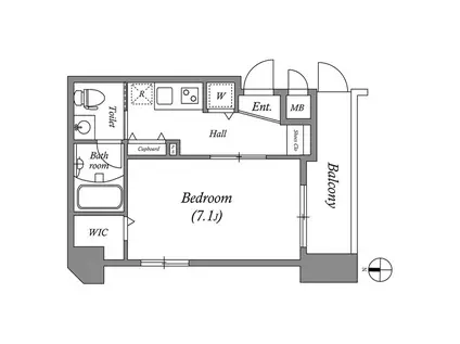 ISM谷町六丁目(1K/2階)の間取り写真