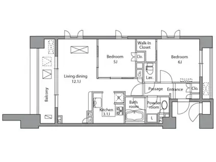 レジディア水道橋(2LDK/2階)の間取り写真