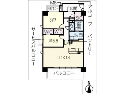 GRAN MONSILVA(2LDK/5階)の間取り写真