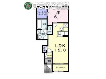 アルメールA(1LDK/1階)の間取り写真