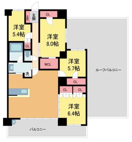 プレミスト西宮北口ザ・レジデンス(4LDK/3階)の間取り写真