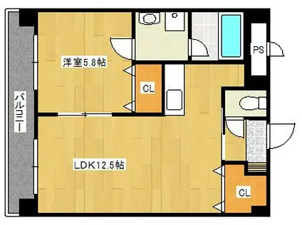 すかる通東(1LDK/9階)の間取り写真