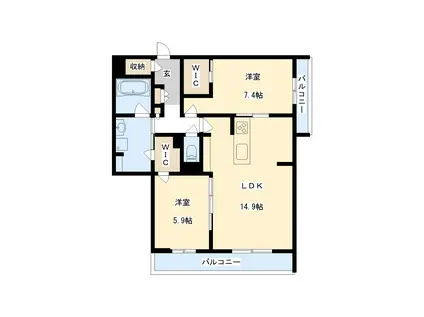 SHA MAISON SUITE森小路(2LDK/3階)の間取り写真