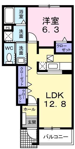 サンプラザB(1LDK/1階)の間取り写真