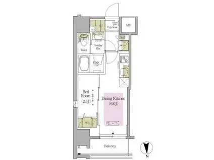 アーバネックス早稲田テラス(1DK/11階)の間取り写真