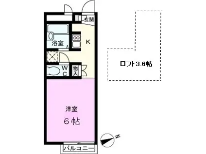 パレス京(ワンルーム/1階)の間取り写真