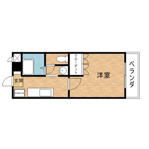ＪＲ和歌山線 岩出駅 バス乗車時間：10分 最寄りバス停で下車 徒歩5分 2階建 築20年(1K/2階)の間取り写真