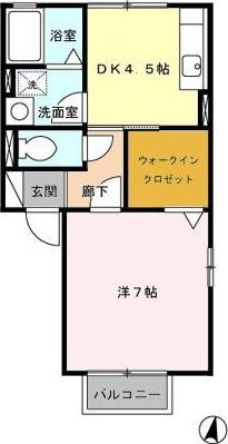 セジュールKISHI A(1DK/1階)の間取り写真