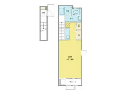 BELTA REGINA II(ワンルーム/2階)の間取り写真