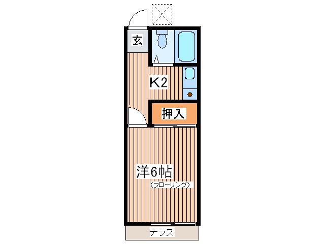 潮の風ハイツ(1K/1階)の間取り写真